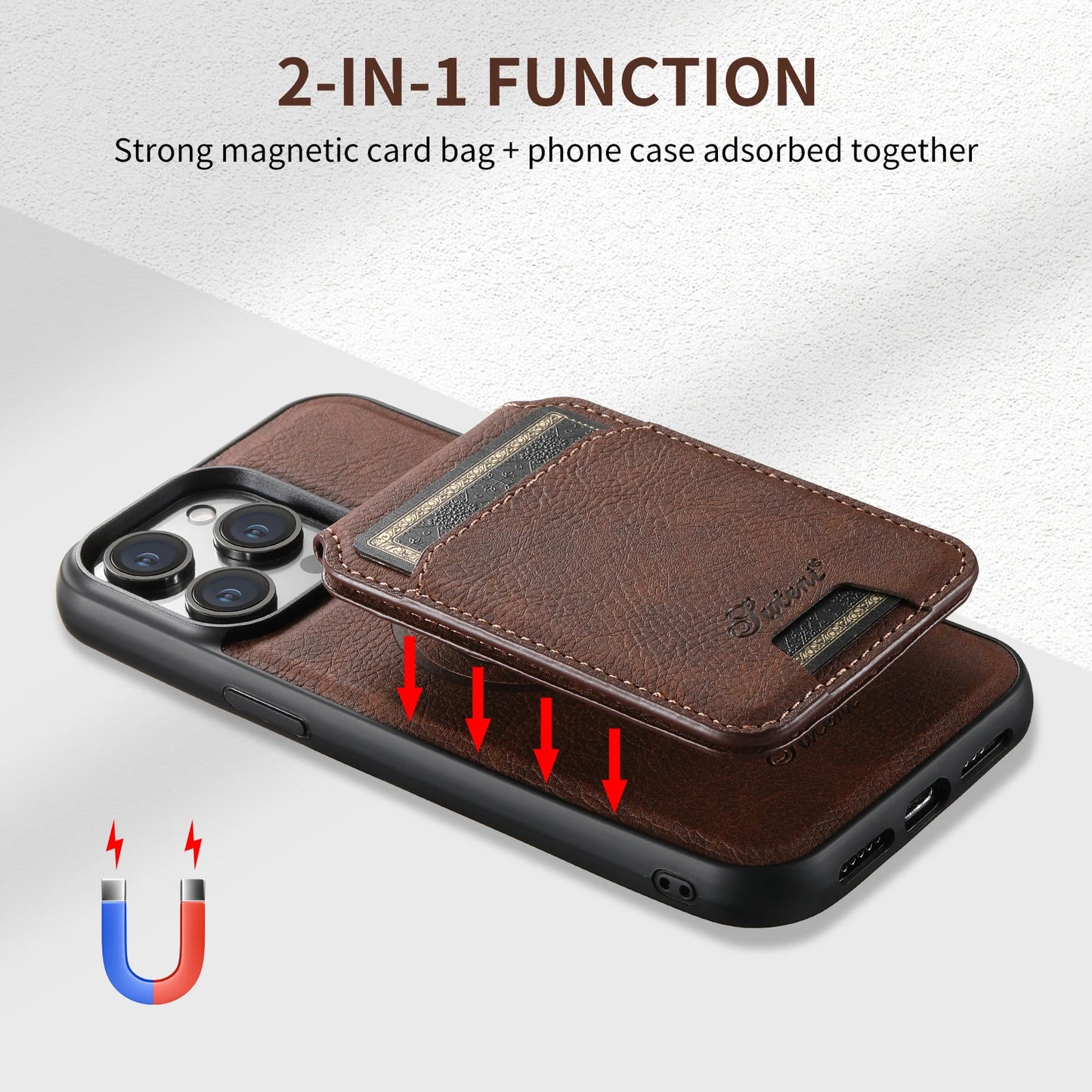 Wallet Phone Case Card Holder Luxurious Leather Magnetic Pocket Cover For iPhone Series