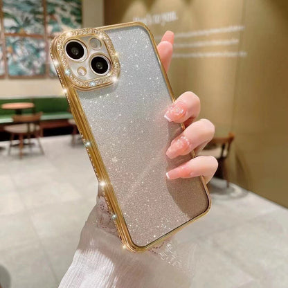 Fashion Luxury Glitter Diamond Bling Case for iPhone 14 /13 /12 Plating Soft Silicone Shockproof Cover - theroxymob