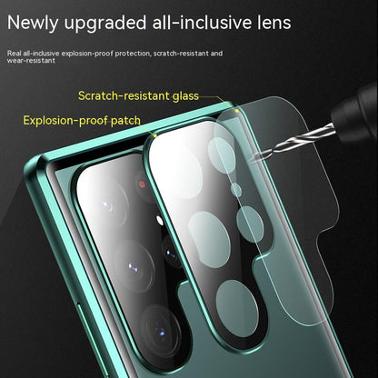 Luxury Metal 360° Magnetic HD Glass Camera Protect Cover For S23 S22 S21 Series - theroxymob
