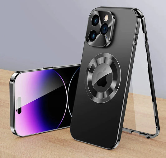 Case 360° Full Screen Lens Metal Magnetic Magsafe Cases Aluminum For iPhone 15 14 13 - theroxymob