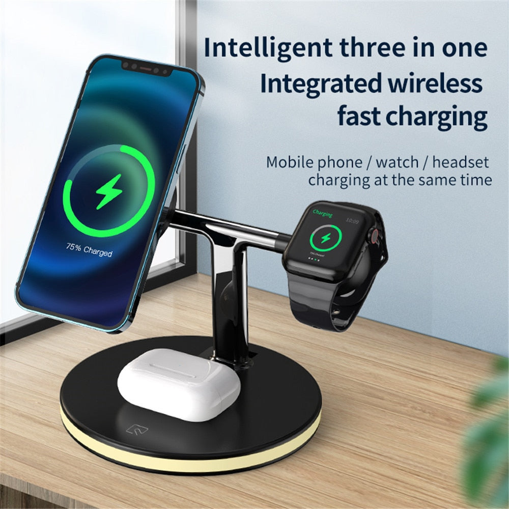 3-in-1 Wireless Charger with MagSafe 15W (Certified Refurbished)