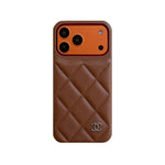 Elegant Leather CC iPhone Case Orange For iPhone 13-17 Series