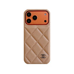 Elegant Leather CC iPhone Case Orange For iPhone 13-17 Series