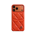 Elegant Leather CC iPhone Case Orange For iPhone 13-17 Series