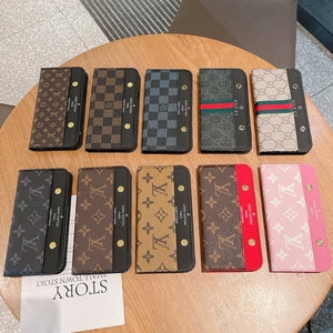 LV Flip Monogram Canvas Rivet Leather Case Apple Card Holder iPhone Case