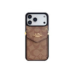 Luxury Logo Accordion Card Holder Leather Crossbody for iPhone 12-17