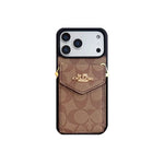 Leather Coach iPhone Case With Card Holder And Strap
