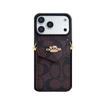 Luxury Logo Accordion Card Holder Leather Crossbody for iPhone 12-17