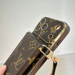 Luxury Lv Leather Phone Case with Wallet for iPhone 13-18 Pro & Pro Max