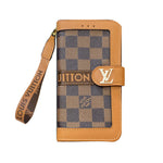 Leather Flip Monogram iPhone Case With Card Holder And Strap