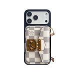 Luxury Leather Monogram iPhone Case With Card Holder And Strap