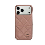 CHN Quilted Caviar Leather Case with Metal CC Emblem