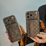 Luxury Lv Leather Phone Case with Wallet for iPhone 13-18 Pro & Pro Max