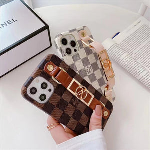 New Louis Vuitton Dauphine Luxury Leather Wrist Band iPhone Case