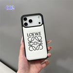 Luxury Loewe-Inspired Leather iPhone Case with Embossed Anagram Logo for iPhone 13-18 Pro & Pro Max