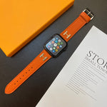 Hermes H Genuine Lychee Pattern Leather Apple Watch Strap