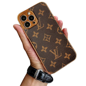 SOFT LUXURY LV IPHONE CASE WITH GOLDEN BORDER