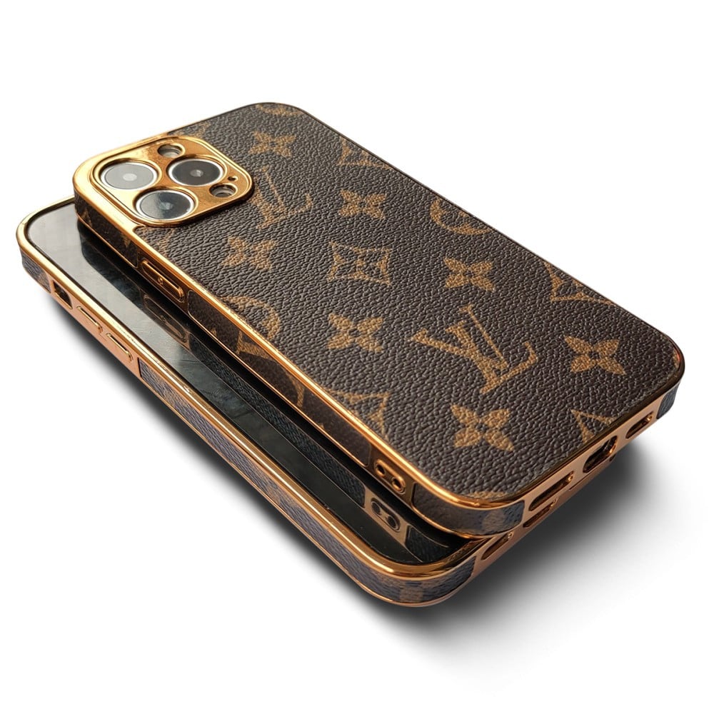 SOFT LUXURY LV IPHONE CASE WITH GOLDEN BORDER