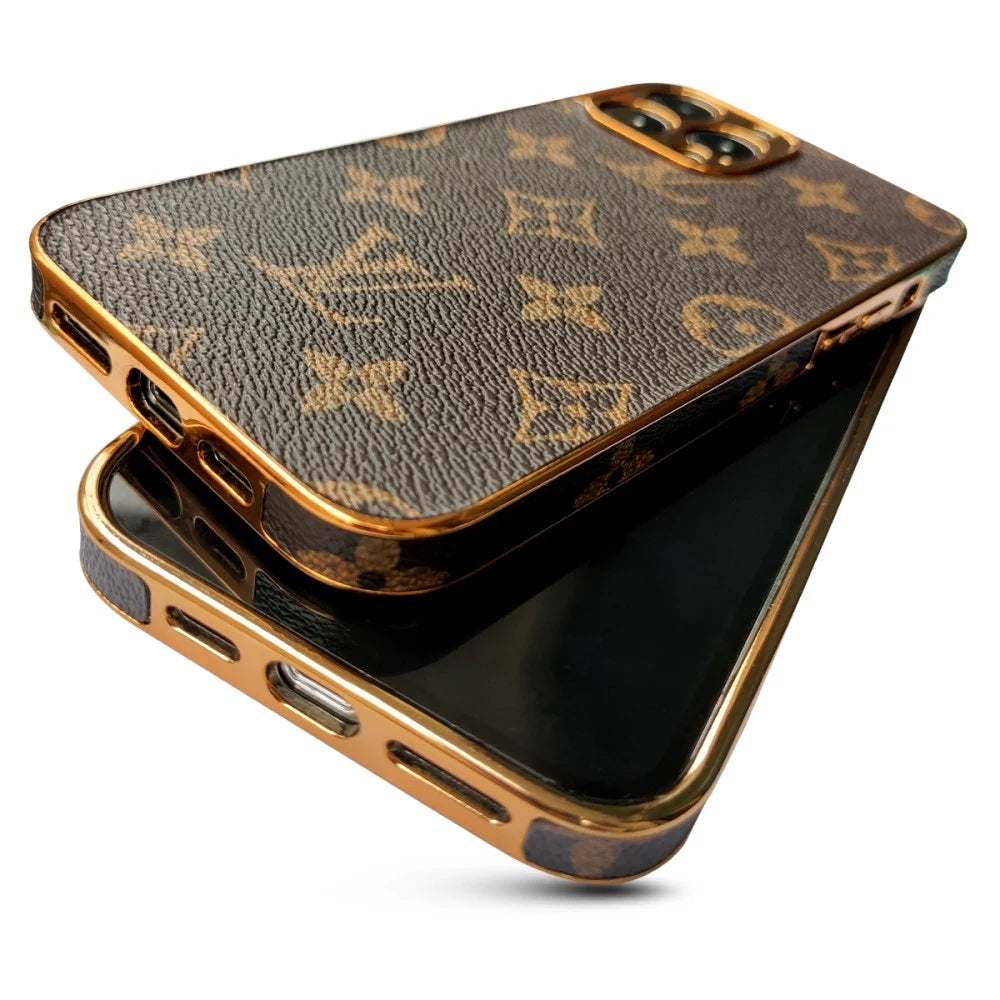 SOFT LUXURY LV IPHONE CASE WITH GOLDEN BORDER