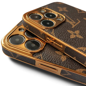 SOFT LUXURY LV IPHONE CASE WITH GOLDEN BORDER