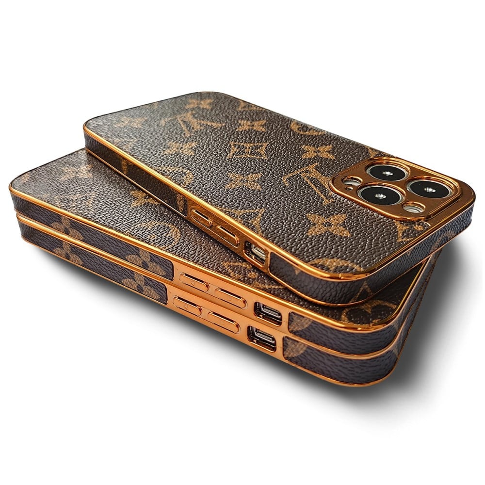 SOFT LUXURY LV IPHONE CASE WITH GOLDEN BORDER