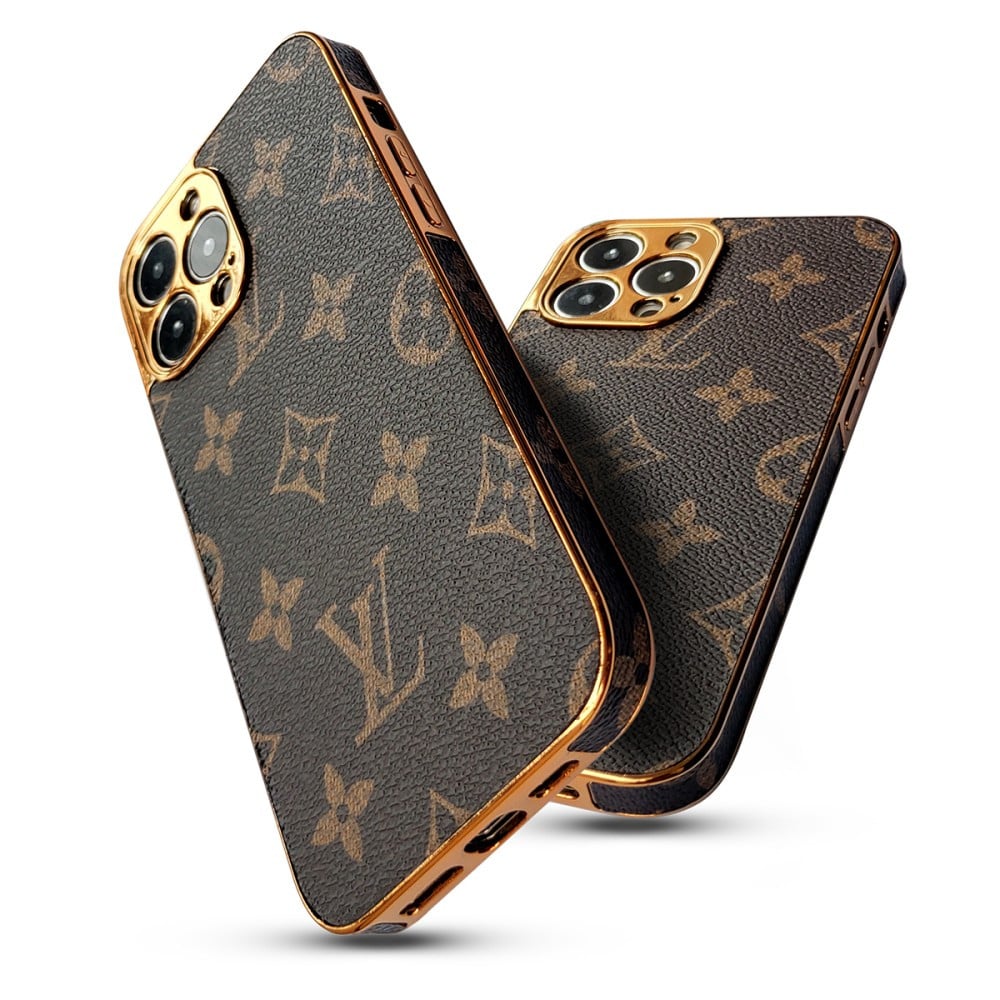 SOFT LUXURY LV IPHONE CASE WITH GOLDEN BORDER