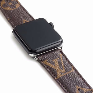 Bracelet de montre Apple Watch classique en cuir et toile à damier avec monogramme LV