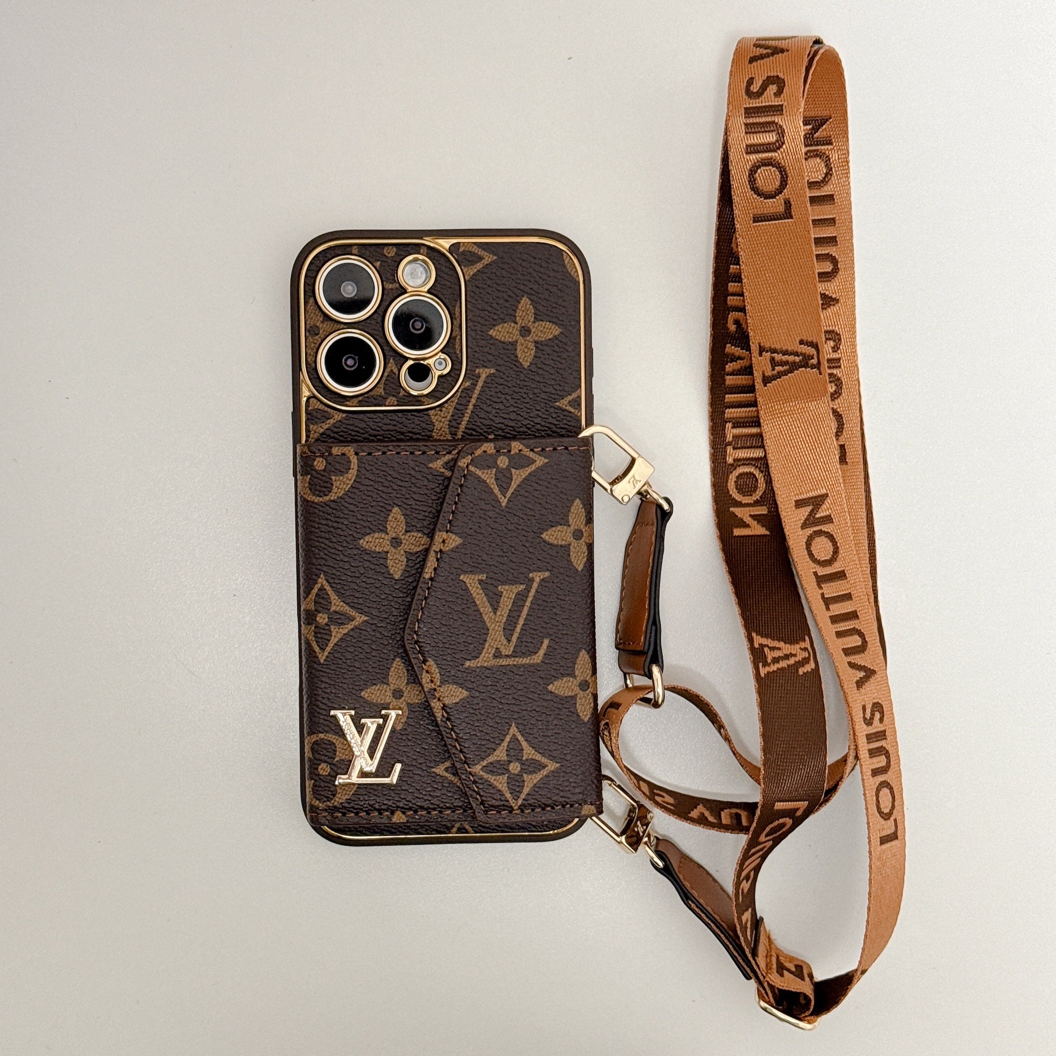 Luxury Monogram Canvas Leather Card Holder iPhone Case