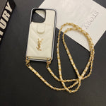 CASE YSL  LONG ROPE LEATHER CARD HOLDER FOR IPHONE 16 15 14