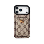 GG Supreme Canvas Card Holder Leather Case for iPhone 12-18 Pro & Pro Max