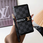 New LV Gucci Genuine Leather Monogram Wallet Apple iPhone Case