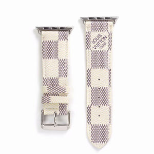 Bracelet de montre Apple Watch classique en cuir et toile à damier avec monogramme LV