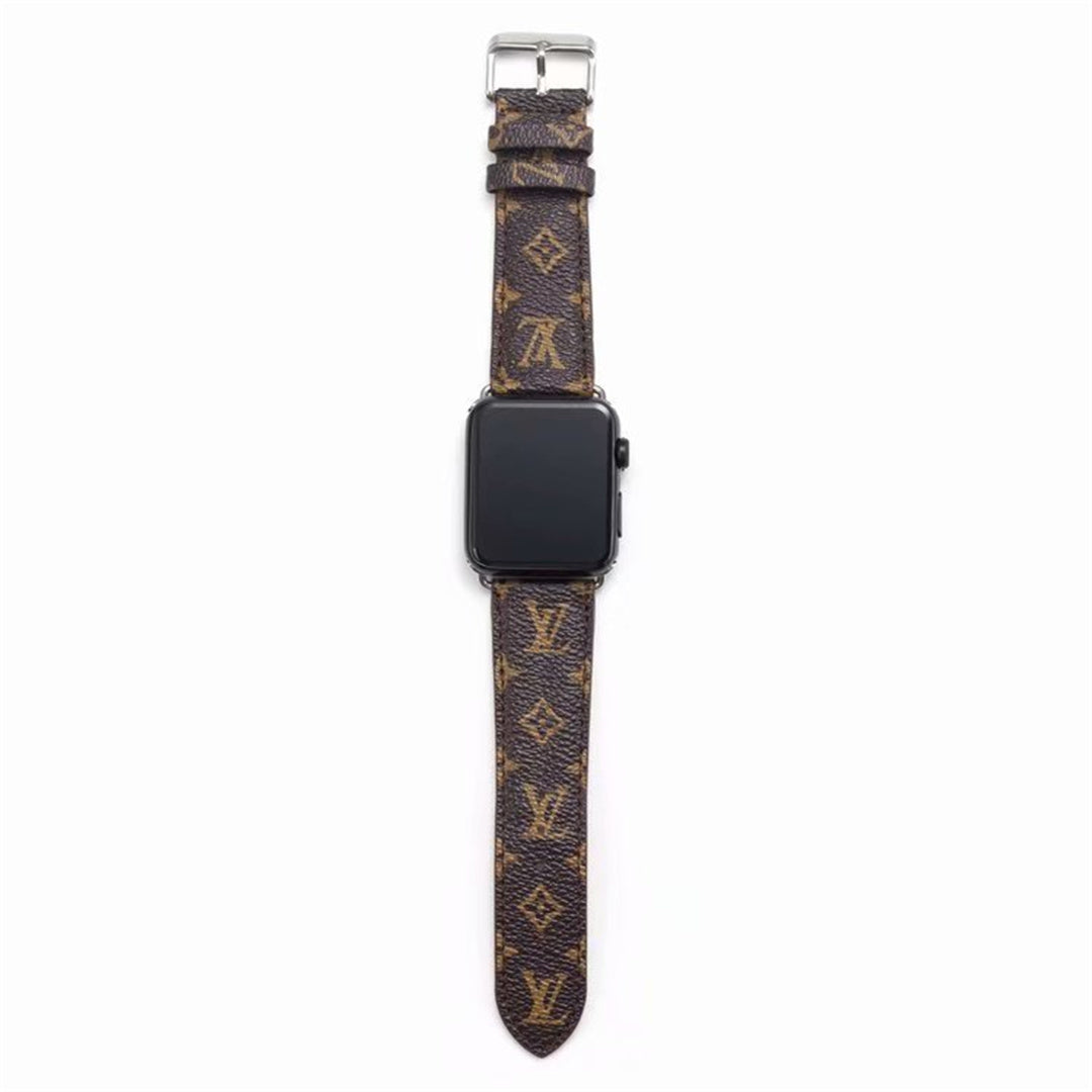 Bracelet de montre Apple Watch classique en cuir et toile à damier avec monogramme LV