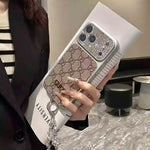 Luxury Case With Rhinestone Picture Frame And Snowflake Beaded Wrist Strap For iPhone