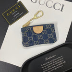 Denim Monogram Keychain Pouch Collection with Gold Clasps