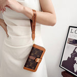 Leather Flip Monogram iPhone Case With Card Holder And Strap