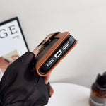 Leather Flip Monogram iPhone Case With Card Holder And Strap