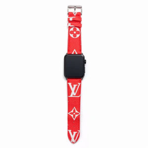 Bracelet de montre Apple Watch classique en cuir et toile à damier avec monogramme LV