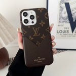 CLASSIC CANVAS LEATHER MONOGRAM BACK CARD APPLE PHONE CASE