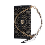 Premium Leather TB Phone Case With Flip Wallet For iPhone 13-18