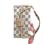Luxury Leather Louis Vuitton iPhone Case With Flip Wallet And Chain