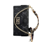 Luxury Leather Louis Vuitton iPhone Case With Flip Wallet And Chain