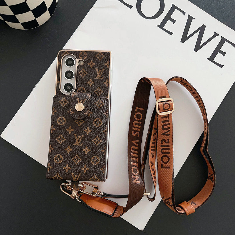 LV LUXURY ELECTROPLATING MONOGRAM CARD HOLDER CROSSBODY SAMSUNG Z FOLD CASE