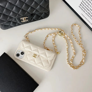 Chanel Genuine Leather Wallet Leather Crossbody Bag Apple iPhone Case