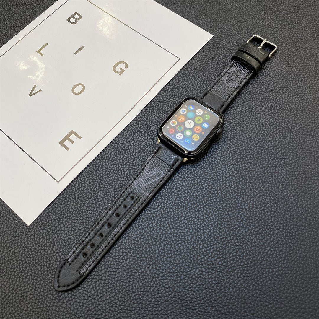 APPLE WATCH GENUINE LEATHER STRAP STITCHING MONOGRAM LEATHER