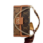 Luxury Leather Louis Vuitton iPhone Case With Flip Wallet And Chain