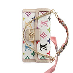 Luxury Leather Louis Vuitton iPhone Case With Flip Wallet And Chain