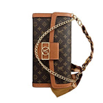 Luxury Leather Louis Vuitton iPhone Case With Flip Wallet And Chain