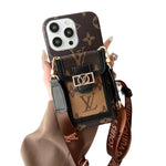 LV DAUPHINE LEATHER MONOGRAM CROSSBODY IPHONE CASE