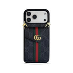 Classic Leather GG iPhone Case With Card Holder And Strap
